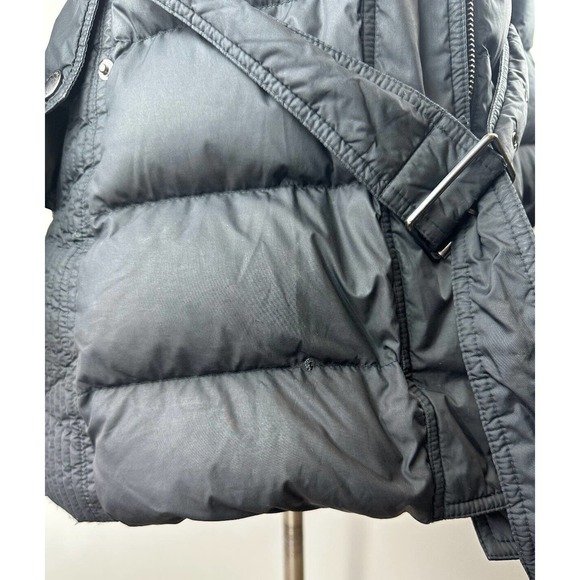 *Flawed Burberry Brit Down Puffer Jacket Coat Belted Hooded Quilted Black Size M - Picture 11 of 16